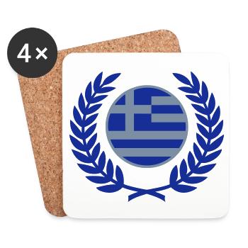 Greece (flag & laurel wreath) - Coasters (set of 4) - white - Front