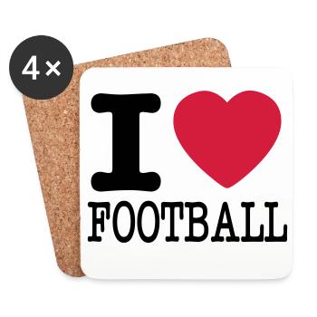 J’adore le football - Dessous de verre (lot de 4) - blanc - Devant