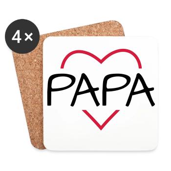 Papa Herz Geschenk Geburtstag Vatertag - Untersetzer (4er-Set) - Weiß - Vorne