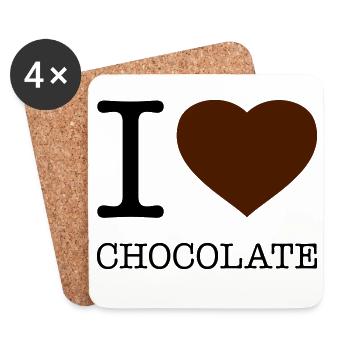 J’AIME LE CHOCOLAT Schokolade - Dessous de verre (lot de 4) - blanc - Devant