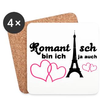 Romantisch Liebe Herz Paris Paar Spruch Geschenk - Untersetzer (4er-Set) - Weiß - Vorne