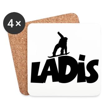 Ladis Snowboard Snowboarding - Untersetzer (4er-Set) - Weiß - Vorne