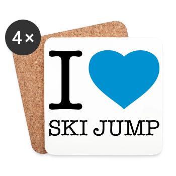 I LOVE SKI JUMP Skispringen - Untersetzer (4er-Set) - Weiß - Vorne