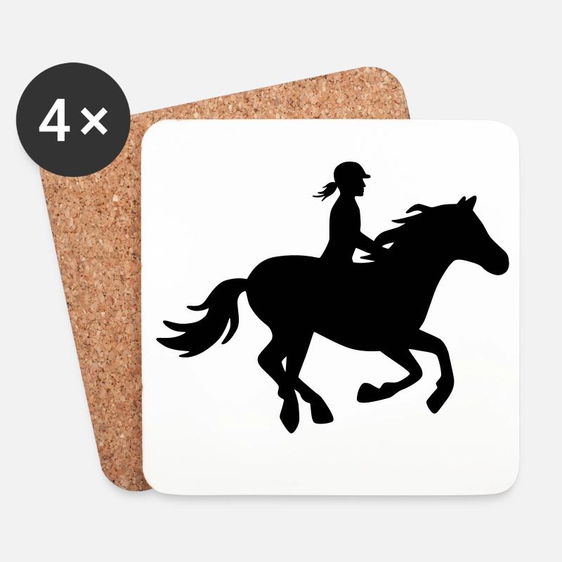 Silhouette Reiterin auf galoppierendem Pferd - Untersetzer (4er-Set) - Weiß