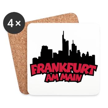 Frankfurt Skyline (Black / Red) - Coasters (set of 4) - white - Front