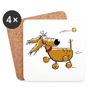 Chien drôle - Flyball - Sports de chien - Dessous de verre (lot de 4) - blanc - Devant