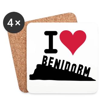Crimson Heart Love Typography - Coasters (set of 4) - white - Front