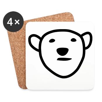 Polar bear head - Coasters (set of 4) - white - Front