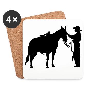 Frau mit Pferd - Untersetzer (4er-Set) - Weiß - Vorne