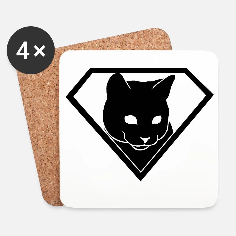 Superheld Katze im Schild | Supercat Emblem - Untersetzer (4er-Set) - Weiß