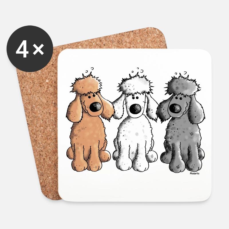 Pudel Trio - Hund - Hunde - Untersetzer (4er-Set) - Weiß