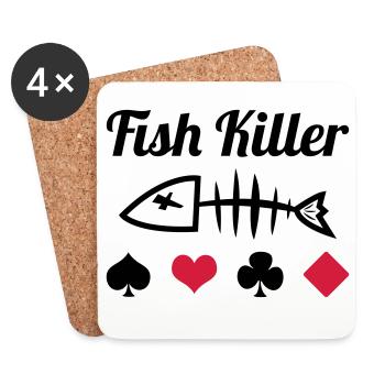 Poker : Fish Killer - Dessous de verre (lot de 4) - blanc - Devant