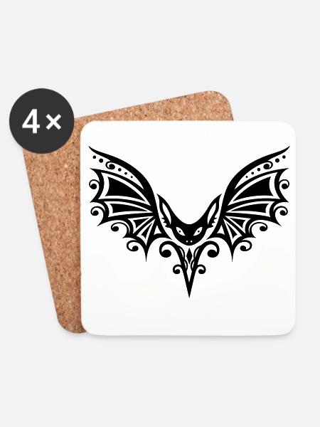 Fledermaus mit großen Flügeln - Untersetzer (4er-Set) - Weiß