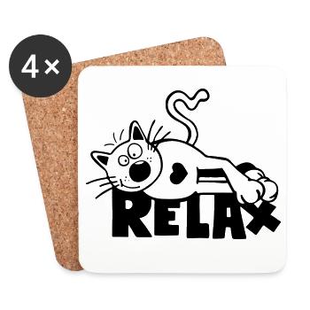 Relax Katze - Untersetzer (4er-Set) - Weiß - Vorne