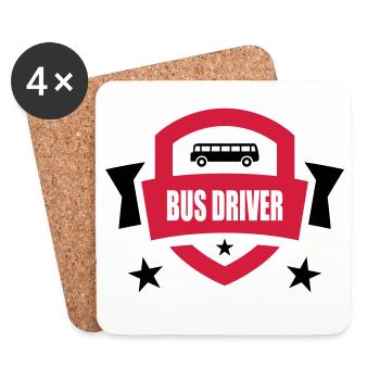 Bus Driver / Busfahrer / Autocar / Autobus / Job - Coasters (set of 4) - white - Front