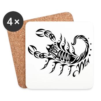 Großer Skorpion im Tribal & Tattoo Style - Untersetzer (4er-Set) - Weiß - Vorne