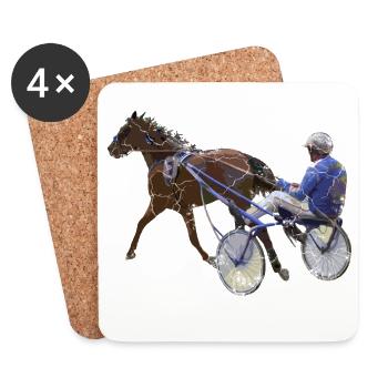 Cadeau de course de chevaux de course au trot - Dessous de verre (lot de 4) - blanc - Devant