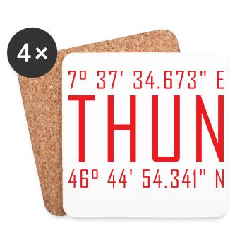 Thun Koordinaten – Rotes Typo Statement - Untersetzer (4er-Set) - Weiß - Vorne