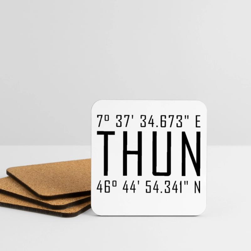 Thun Coordinates – Typography with Local Reference Besch Coasters (set of 4)