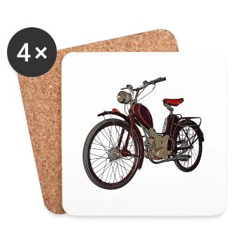 Cyclomoteur DDR du Suhl SR 1 - Dessous de verre (lot de 4) - blanc - Devant