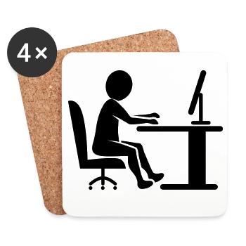 Travail de bureau Icon / noir et blanc - Dessous de verre (lot de 4) - blanc - Devant