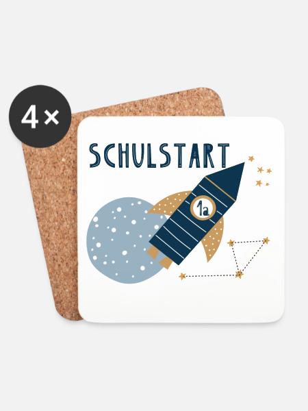 Schulstart Rakete 1a - Untersetzer (4er-Set) - Weiß