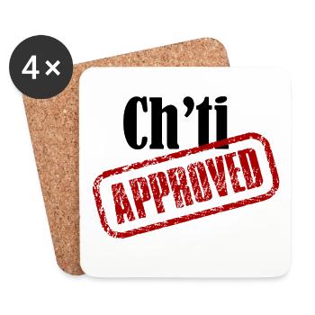 Ch ti approved (T-shirt Chti vêtements accessoires - Dessous de verre (lot de 4) - blanc - Devant