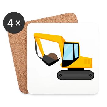 excavator - Coasters (set of 4) - white - Front