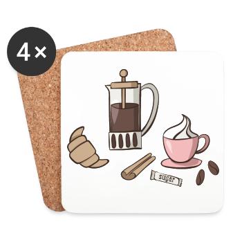petit déjeuner - Dessous de verre (lot de 4) - blanc - Devant
