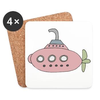 Playful submarine motif for children - Coasters (set of 4) - white - Front