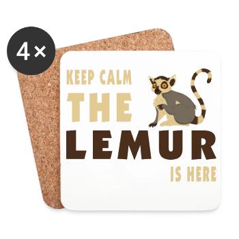 Keep Calm Lemur is here / Geschenk - Untersetzer (4er-Set) - Weiß - Vorne