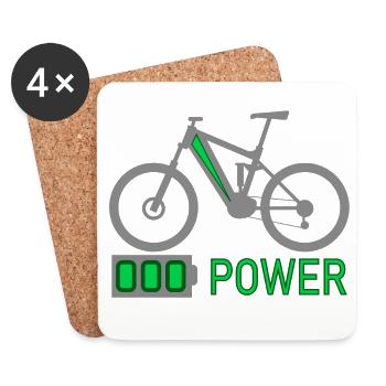 Conception motivante de la puissance du vélo électrique - Dessous de verre (lot de 4) - blanc - Devant