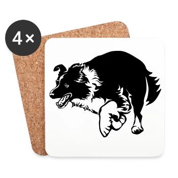 Border Collie - Dessous de verre (lot de 4) - blanc - Devant