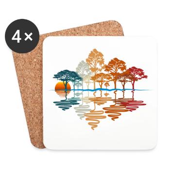 HERBSTWALD, WALD - Untersetzer (4er-Set) - Weiß - Vorne