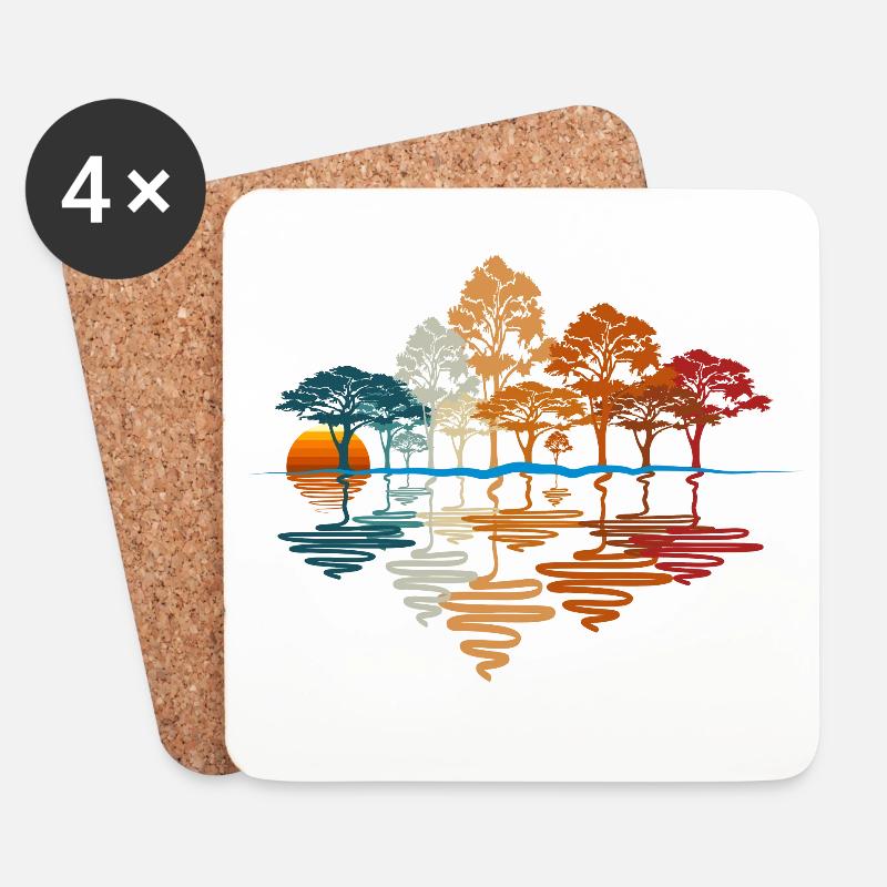 HERBSTWALD, WALD - Untersetzer (4er-Set) - Weiß