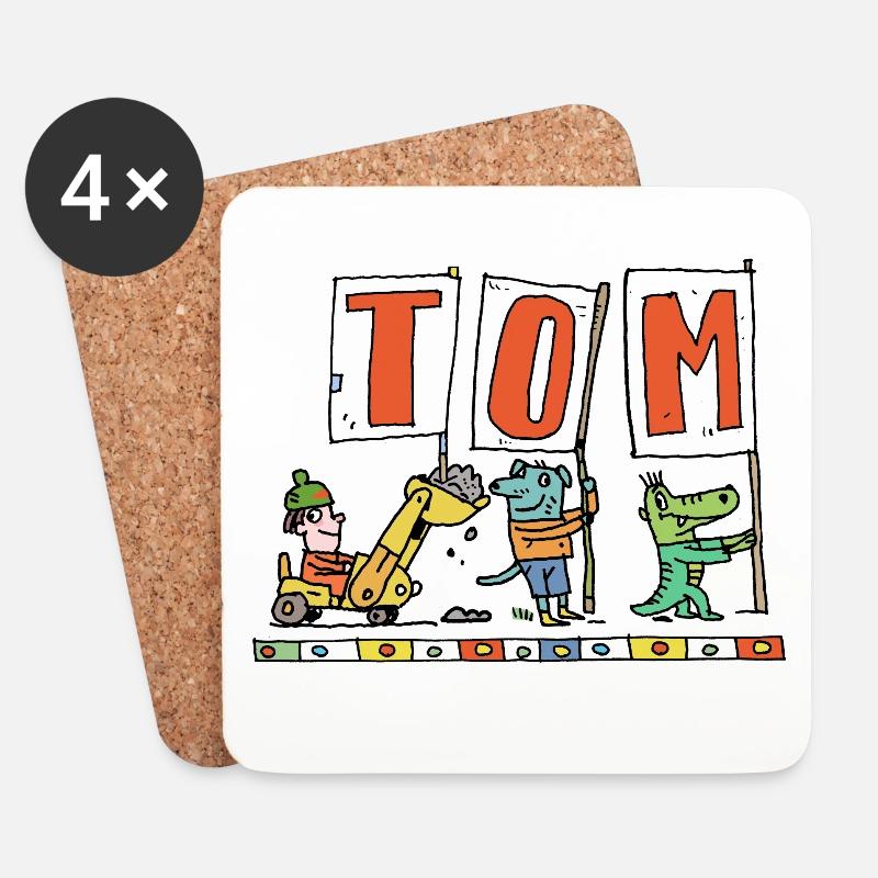 TOM hat Geburtstag - Untersetzer (4er-Set) - Weiß