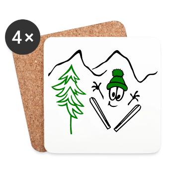 Ski jumpers, winter, winter sports - Coasters (set of 4) - white - Front