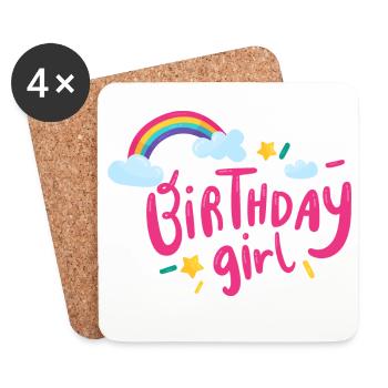 Geburtstagskind Regenbogenglanz - Untersetzer (4er-Set) - Weiß - Vorne