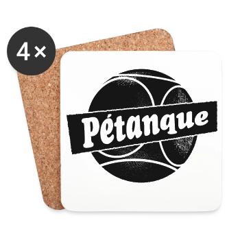 Tenue pétanque Boulekugel pour Bouler Boule - Dessous de verre (lot de 4) - blanc - Devant