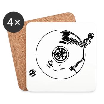 Électrophone - Dessous de verre (lot de 4) - blanc - Devant