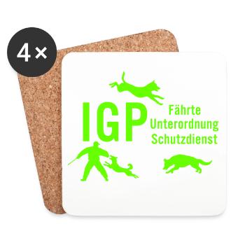 IGP Hundesport - Green - Untersetzer (4er-Set) - Weiß - Vorne