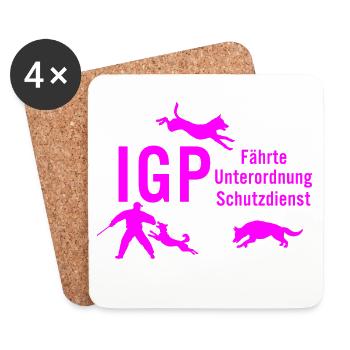 IGP Hundesport - pink - Untersetzer (4er-Set) - Weiß - Vorne