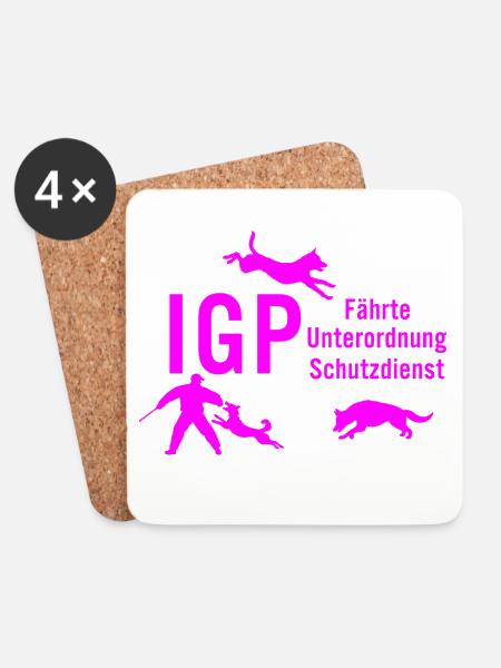 IGP Hundesport - pink - Untersetzer (4er-Set) - Weiß