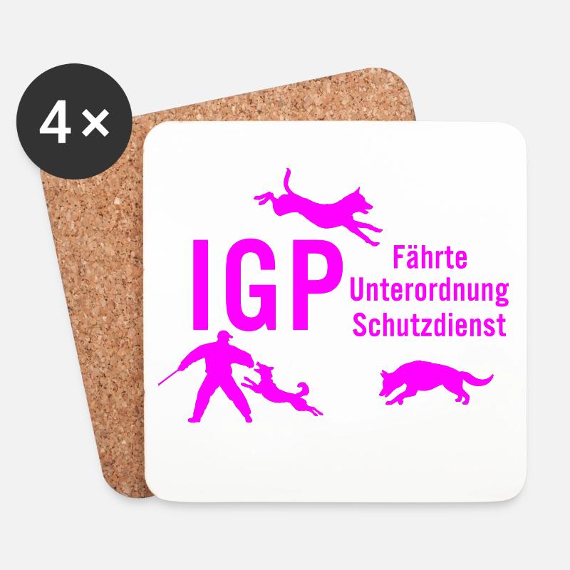 IGP Hundesport - pink - Untersetzer (4er-Set) - Weiß