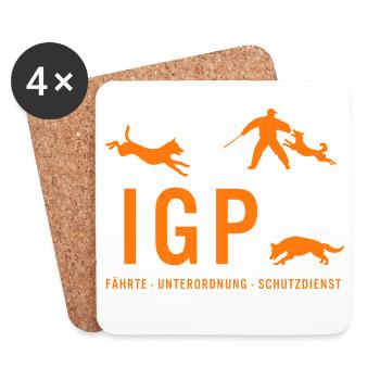 IGP Hundesport - ORANGE - Untersetzer (4er-Set) - Weiß - Vorne