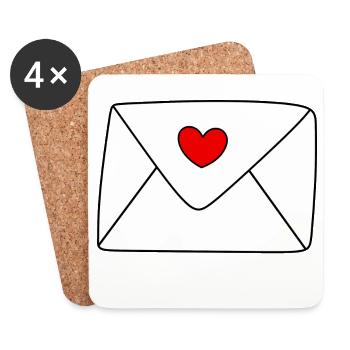 Herz Brief Liebesbrief Geschenk Valentinstag Paare - Untersetzer (4er-Set) - Weiß - Vorne