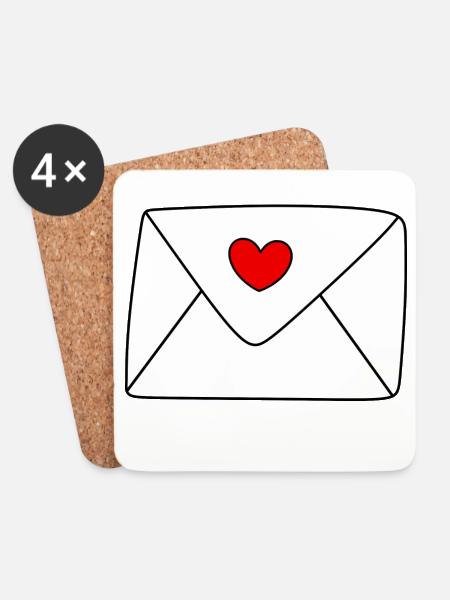 Herz Brief Liebesbrief Geschenk Valentinstag Paare - Untersetzer (4er-Set) - Weiß