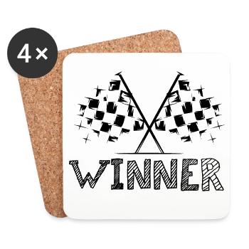 Winner Flag Car Racing Icons Logo icon Team - Coasters (set of 4) - white - Front