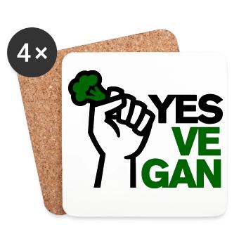 Vegan Vegetarian Vegan Yes, ve gan animal lover - Coasters (set of 4) - white - Front