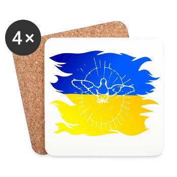 Drapeau de l’Ukraine avec colombe de la paix - Dessous de verre (lot de 4) - blanc - Devant